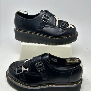 Dr. Martens Sidney Hair On Creeper Platform Shoes Women 10 Chunky Grunge Leather